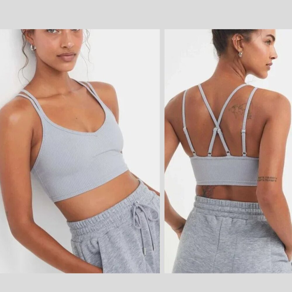 New! For Love And Lemons Gray Eva Ribbed Crop Top 24351